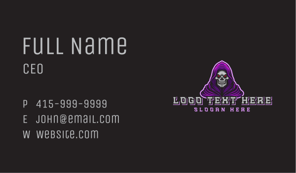 Gaming Hooded Grim Reaper Business Card Design Image Preview