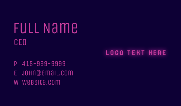 Neon Glow Business Business Card Design Image Preview