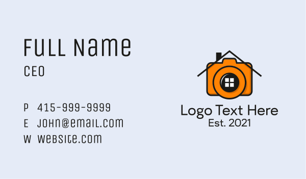 Camera Photographer House  Business Card Design Image Preview