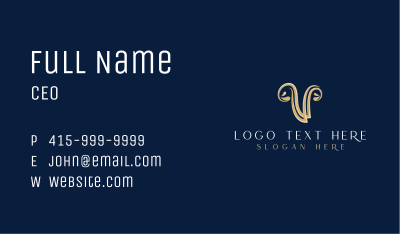 Elegant Decorative Letter V Business Card Image Preview