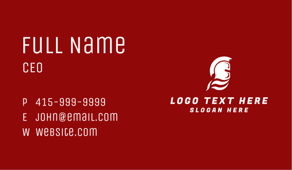 White Spartan Helmet  Business Card Design Image Preview