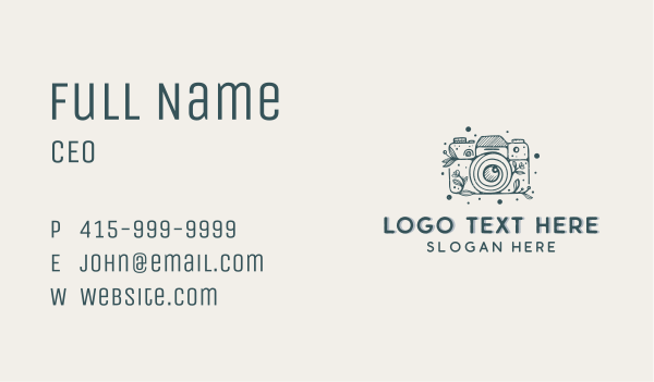 Floral Camera Photography Business Card Design Image Preview
