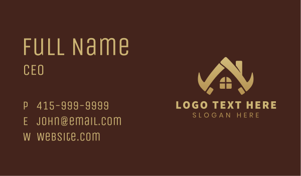 Gold Carpenter House Construction Business Card Design Image Preview