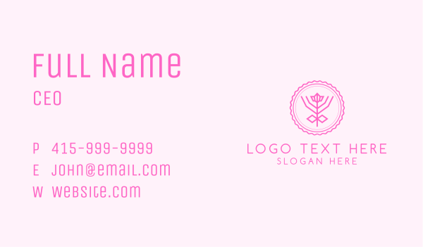 Pink Flower Badge Business Card Design Image Preview