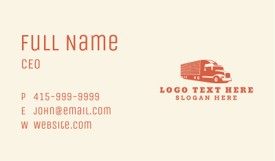 Orange Haulage Truck Business Card Image Preview