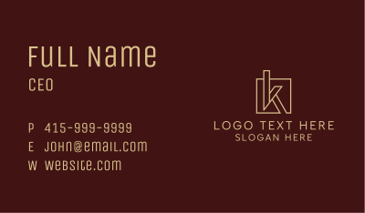 Abstract Golden Letter K Business Card Image Preview