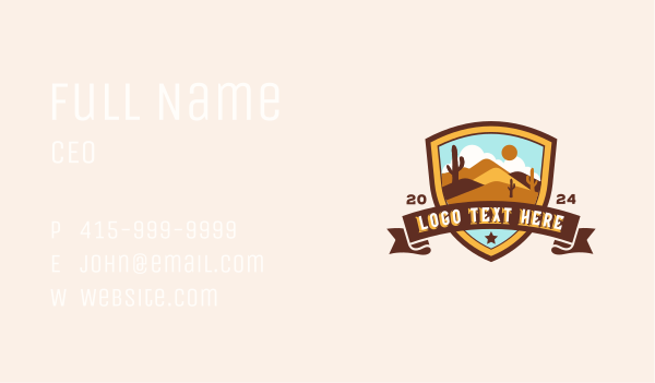 Desert Dunes Shield Landscape Business Card Design Image Preview