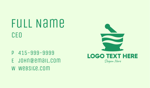 Green Mortar & Pestle Business Card Design Image Preview