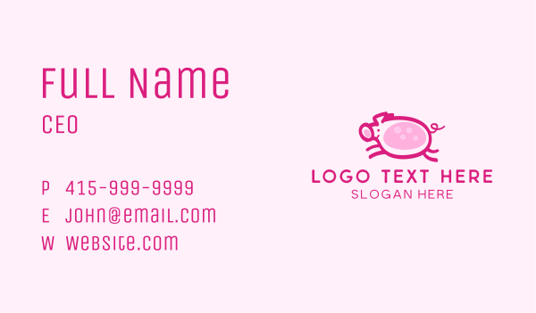 Pink Flying Pig Business Card Design Image Preview