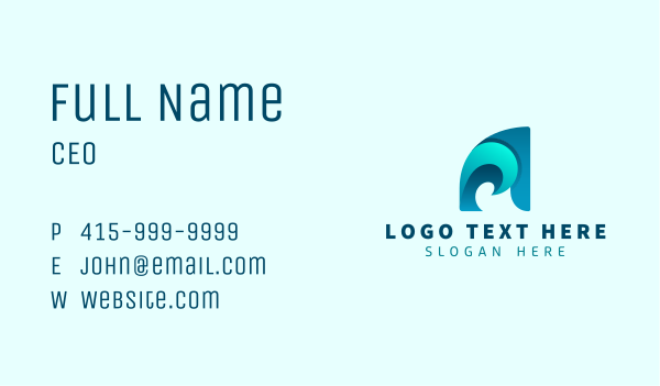 Water Wave Letter A Business Card Design Image Preview