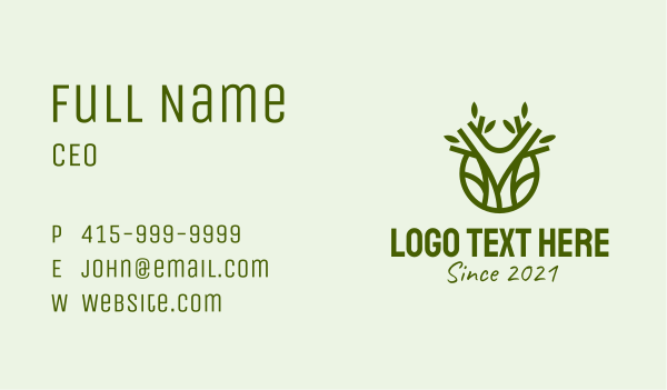 Minimalist Green Tree  Business Card Design Image Preview