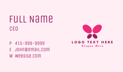 Pink Minimalist Butterfly Business Card Image Preview