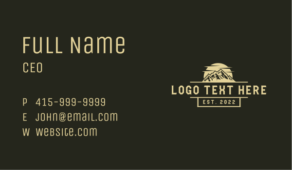 Retro Mountain Summit Business Card Design Image Preview