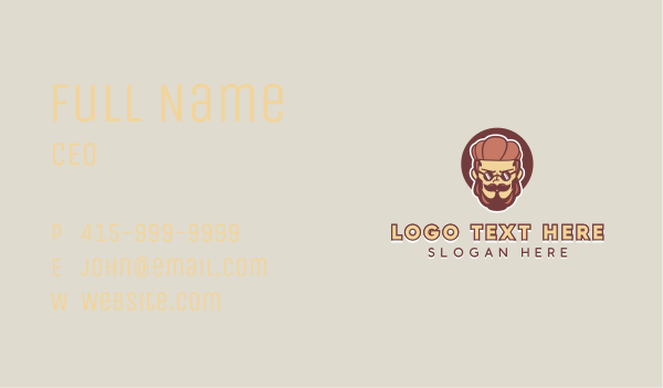 Hipster Man Beard Business Card Design Image Preview