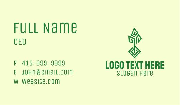 Green Geometric Tree Business Card Design Image Preview