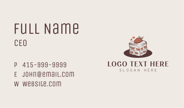 Strawberry Cake Bakery Business Card Design Image Preview