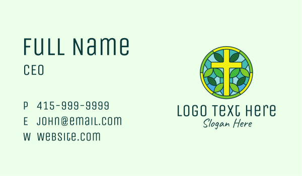 Herbal Cross Stained Glass Business Card Design Image Preview