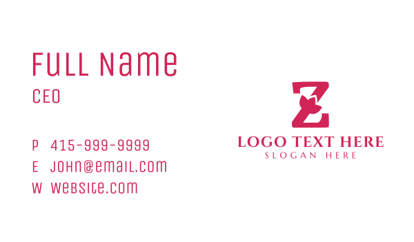 Pink Letter Z Flower Business Card Design Image Preview