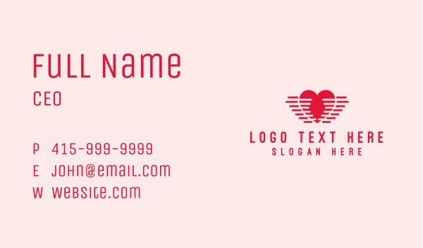 Lovely Heart Wings Business Card Design Image Preview