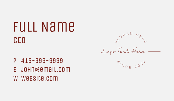 Classy Round Wordmark Business Card Design Image Preview