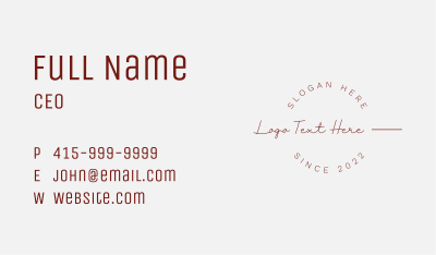 Classy Round Wordmark Business Card Image Preview