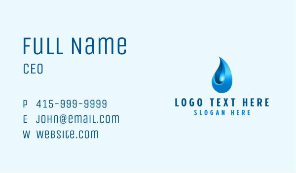Blue 3D Water Business Card Design Image Preview