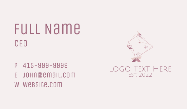 Pink Floral Embroidery  Business Card Design Image Preview