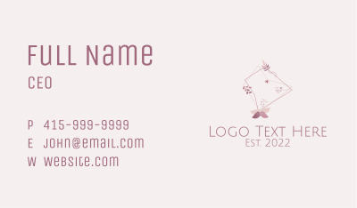 Pink Floral Embroidery  Business Card Image Preview