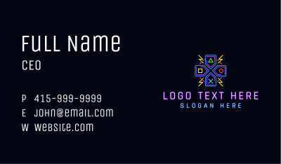 Neon Gaming Controller  Business Card Image Preview