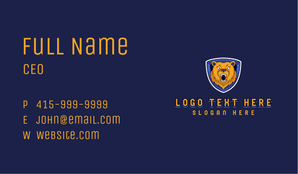Angry Bear Shield Business Card Design Image Preview