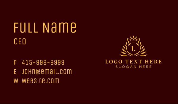 Luxury Crown Wreath Business Card Design Image Preview