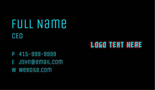 Dark Neon Wordmark Business Card Design Image Preview