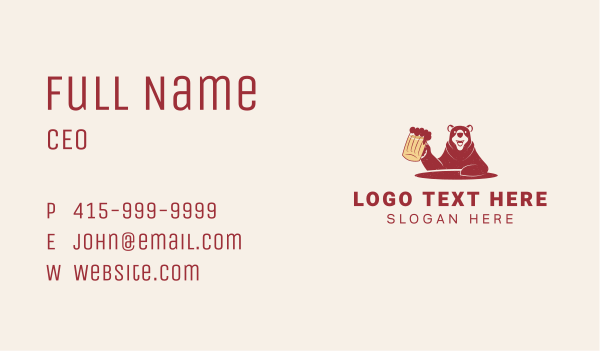Grizzly Bear Beer Business Card Design Image Preview
