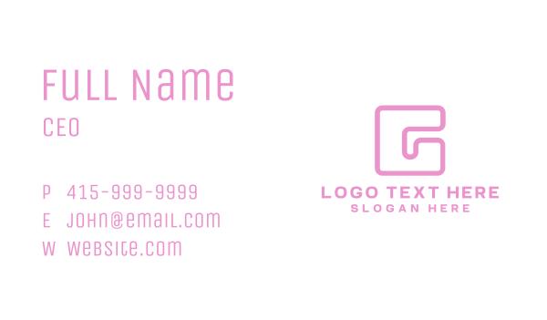 Pink Square G Business Card Design Image Preview