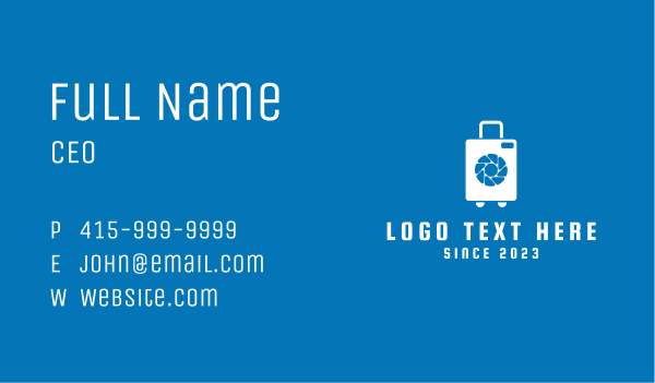 White Luggage Camera  Business Card Design Image Preview