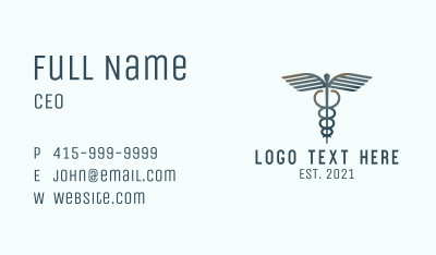 Medical Caduceus Wing Staff Business Card Image Preview