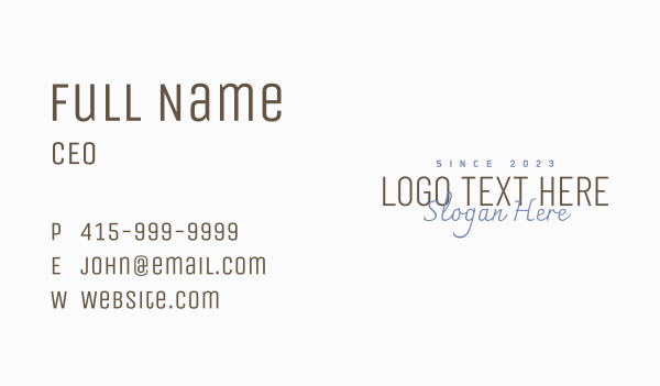Premium Fashion Signature Wordmark Business Card Design Image Preview