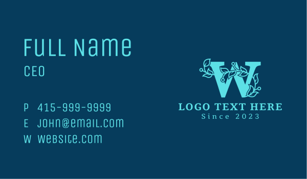 Organic Fashion Letter W Business Card Design Image Preview