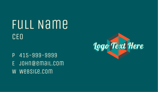 Vintage Tricolor Hexagon Wordmark Business Card Design Image Preview