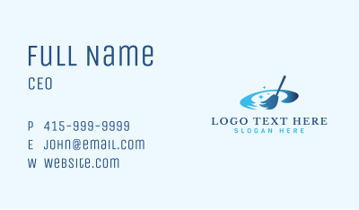 Blue Housekeeping Broom Business Card Image Preview