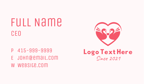 Pink Swan Heart Business Card Design