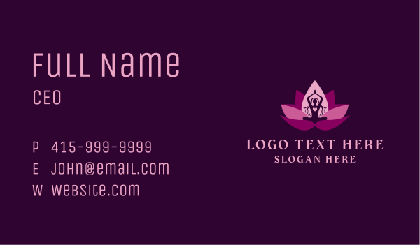 Woman Lotus Yoga Business Card Design Image Preview