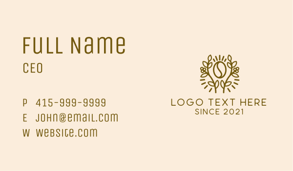 Coffee Bean Plant Business Card Design Image Preview