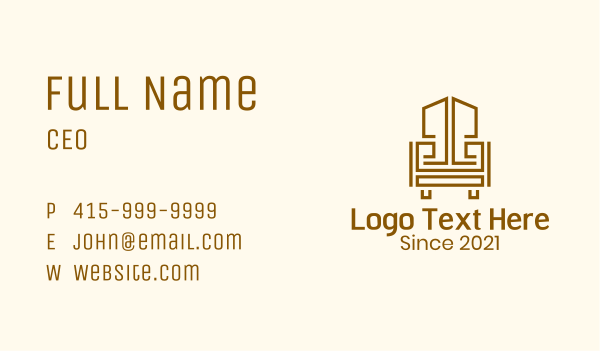 Geometric Wooden Armchair Business Card Design Image Preview