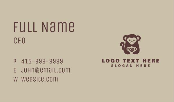 Brown Monkey Baby Business Card Design Image Preview
