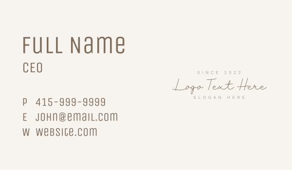 Elegant Script Wordmark Business Card Design Image Preview