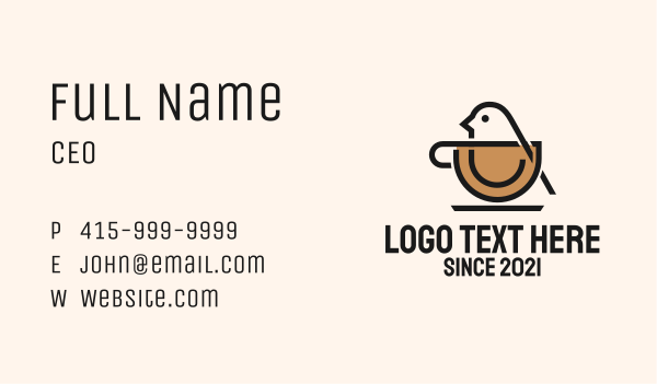 Bird Coffee Cup Business Card Design Image Preview