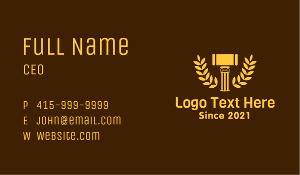 Laurel Gavel  Pillar Business Card Design Image Preview