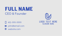 Blue Geometric Letter U  Business Card Image Preview