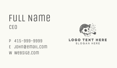 Smoking Skull Hipster Business Card Image Preview